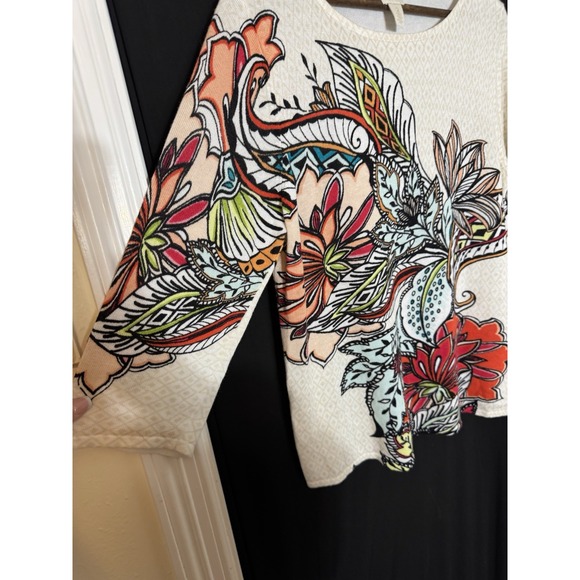 Chicos Sweater 2 Large Multicolor Pullover Artsy Ladies Floral Art to Wear - Picture 3 of 6